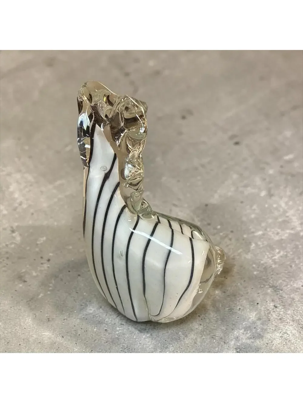 MCM Murano Style Art Glass Zebra Striped Figurine 5"H - Picture 5 of 7